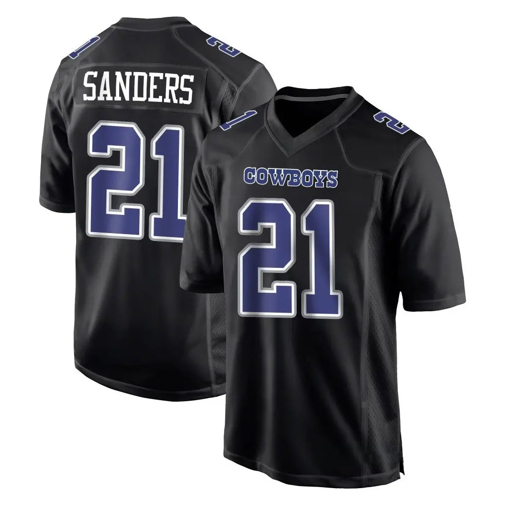harde D.Cowboys #21 Deion Sanders Player Navy Carbon Black Fashion Stitched Jerseys