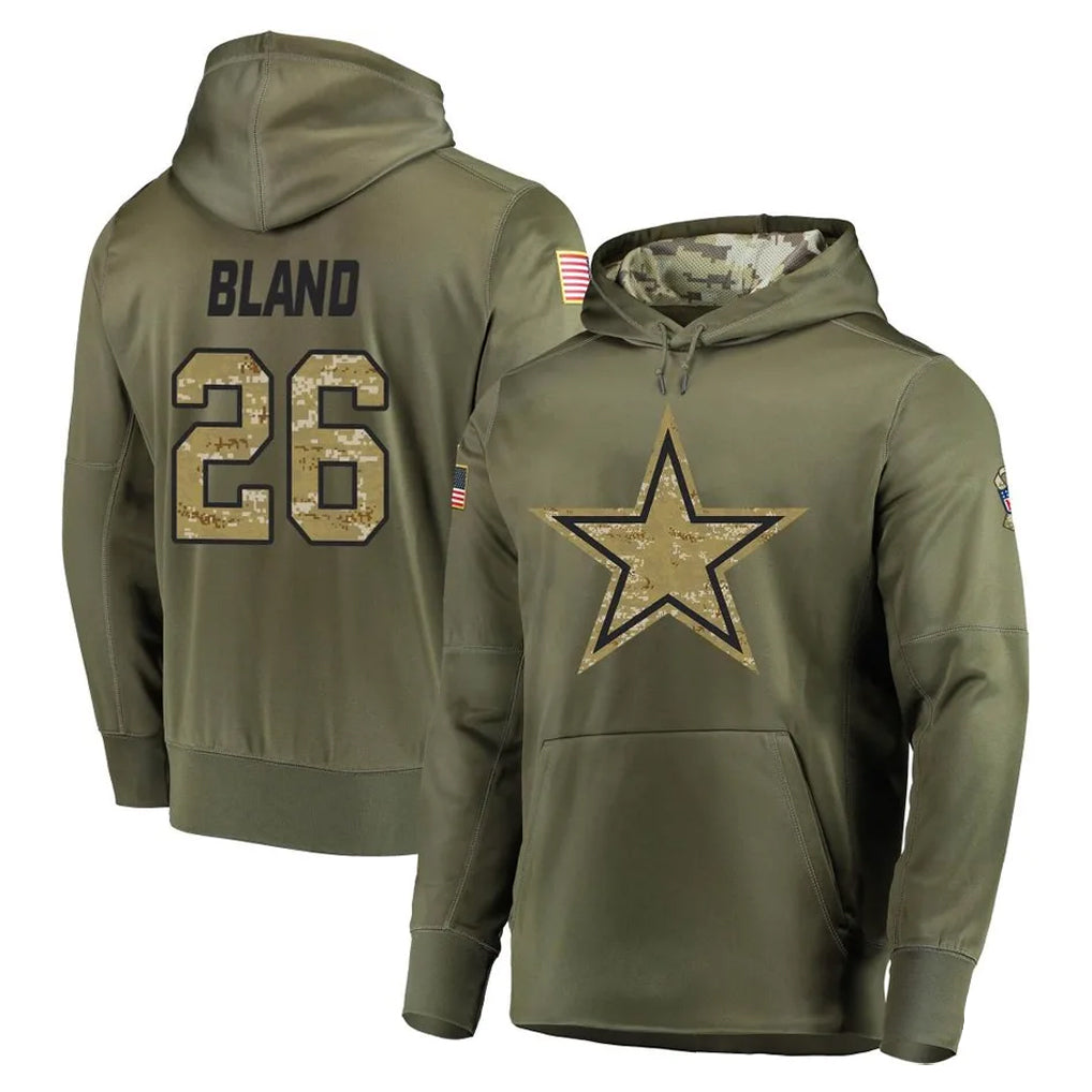 harde D.Cowboys #26 DaRon Bland Player Olive Salute to Service Pullover Hoodies Home Game Stitched Jerseys