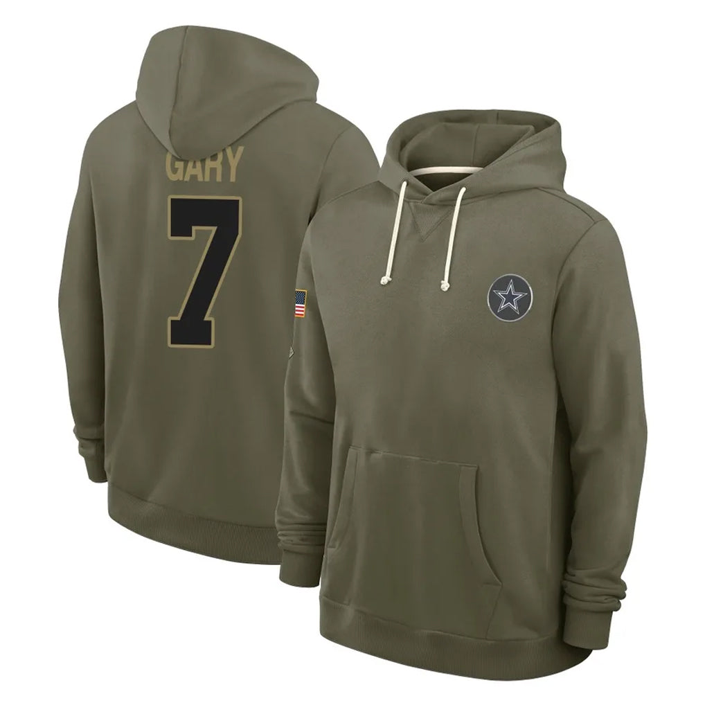 harde D.Cowboys #7 Rashan Gary Player Olive Salute to Service Pullover Hoodies Limited Stitched Jerseys