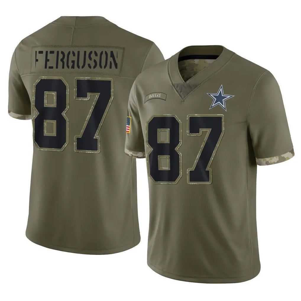 harde D.Cowboys #87 Jake Ferguson Player Olive Salute to Service Limited Game Stitched Jerseys