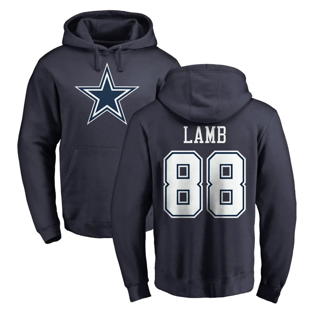 harde D.Cowboys #88 CeeDee Lamb Player Navy Pullover Hoodies Limited Stitched Jerseys