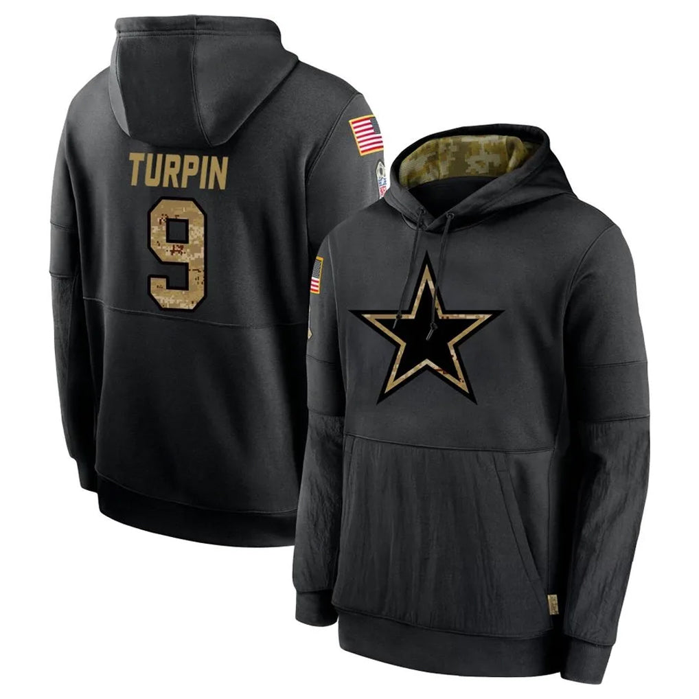 harde D.Cowboys #9 KaVontae Turpin Player Black Salute to Service Pullover Hoodies Limited Stitched Jerseys