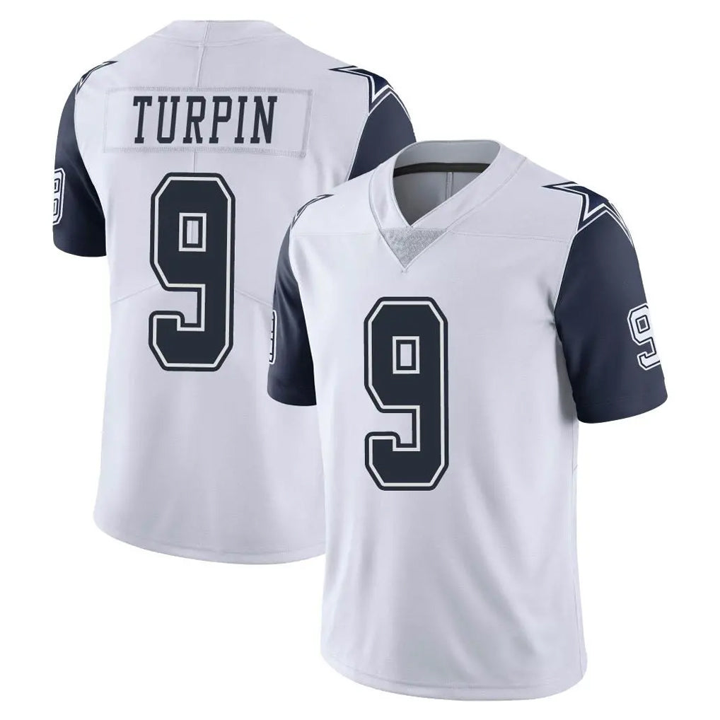 harde D.Cowboys #9 KaVontae Turpin Player White-Navy Limited Color Rush Vapor Untouchable Home Game Stitched Jerseys