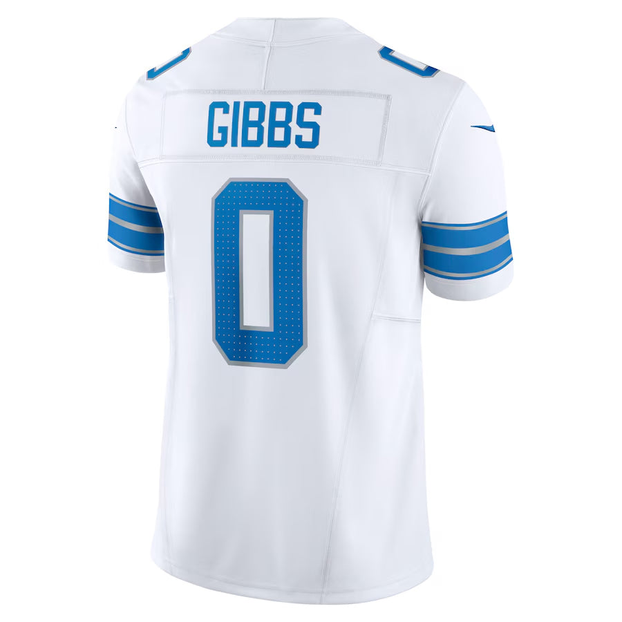harde D.Lions #0 Jahmyr Gibbs Player White Vapor F.U.S.E. Limited Game Stitched Jerseys