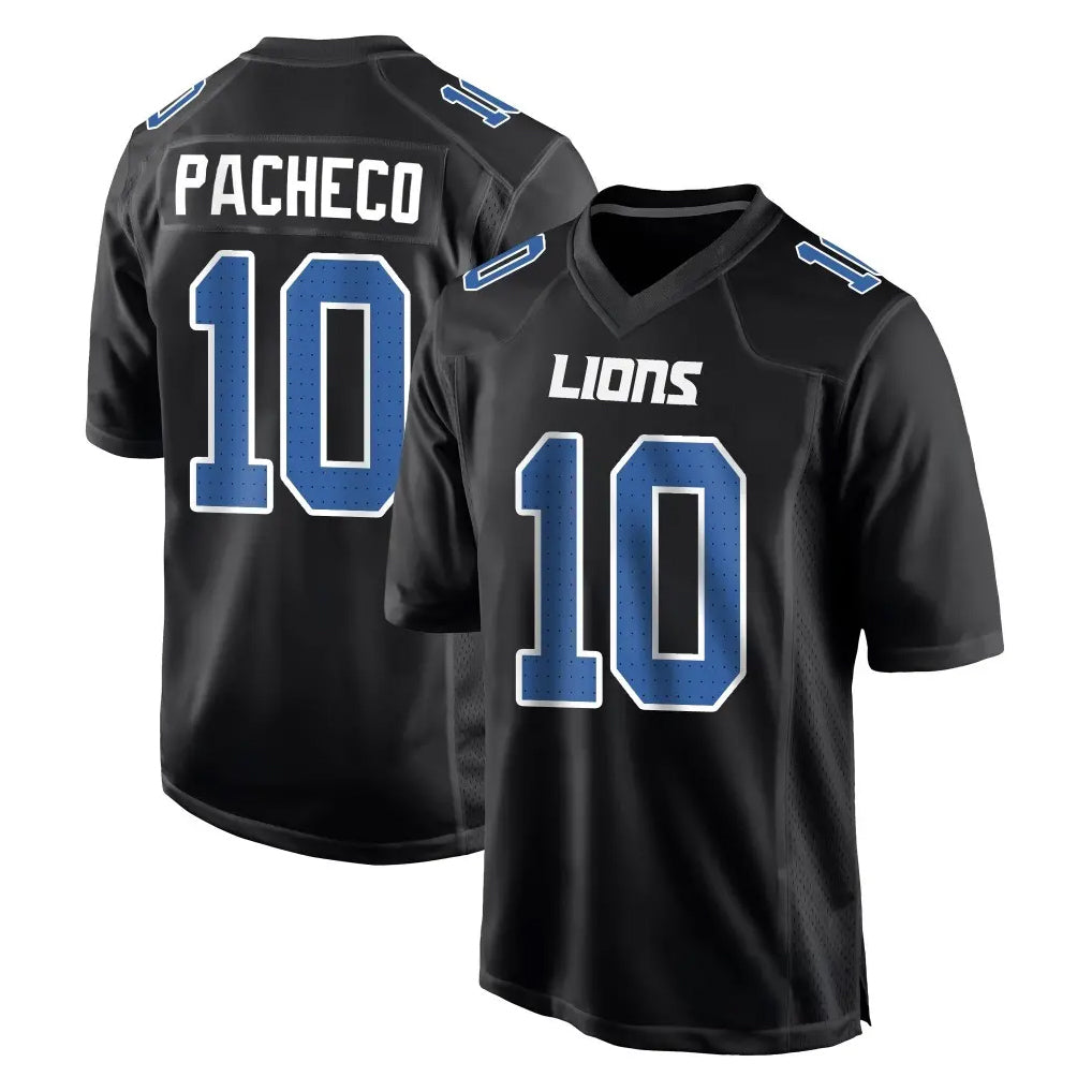 harde D.Lions #10 Isiah Pacheco Player Black Fashion Home Game Stitched Jerseys