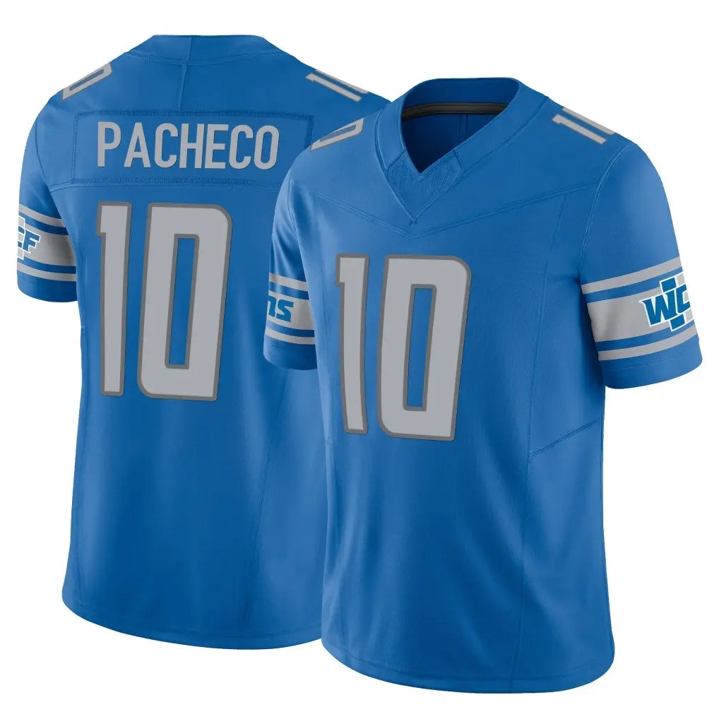 harde D.Lions #10 Isiah Pacheco Player Blue Vapor F.U.S.E. Limited Home Game Stitched Jerseys