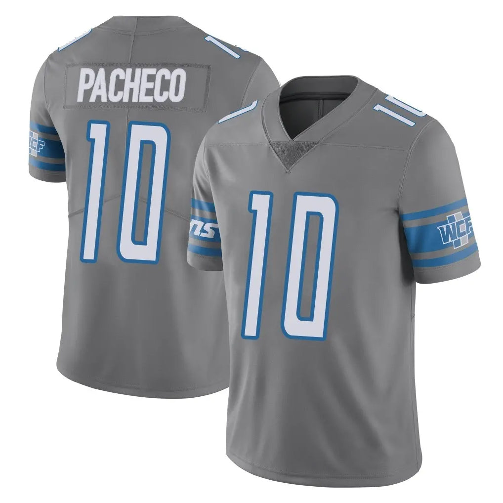 harde D.Lions #10 Isiah Pacheco Player Gray Vapor Untouchable Limited Home Game Stitched Jerseys