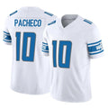 harde D.Lions #10 Isiah Pacheco Player White Vapor F.U.S.E. Limited Home Game Stitched Jerseys