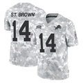 harde D.Lions #14 Amon-Ra St. Brown Player Arctic Camo Salute To Service Limited Stitched Jerseys
