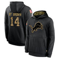 harde D.Lions #14 Amon-Ra St. Brown Player Black Salute to Service Hoodies Limited Game Stitched Jerseys
