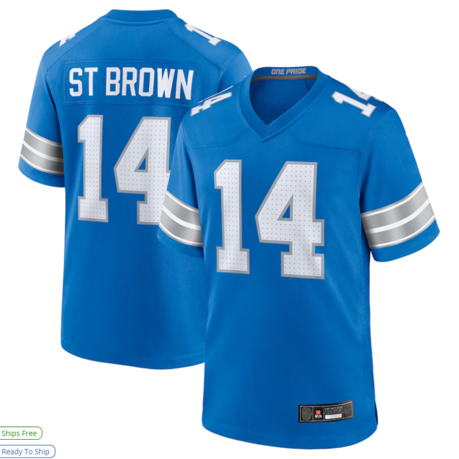 harde D.Lions #14 Amon-Ra St. Brown Player Blue Game Stitched Jerseys