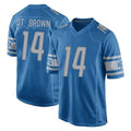 harde D.Lions #14 Amon-Ra St. Brown Player Blue Home Game Stitched Jerseys