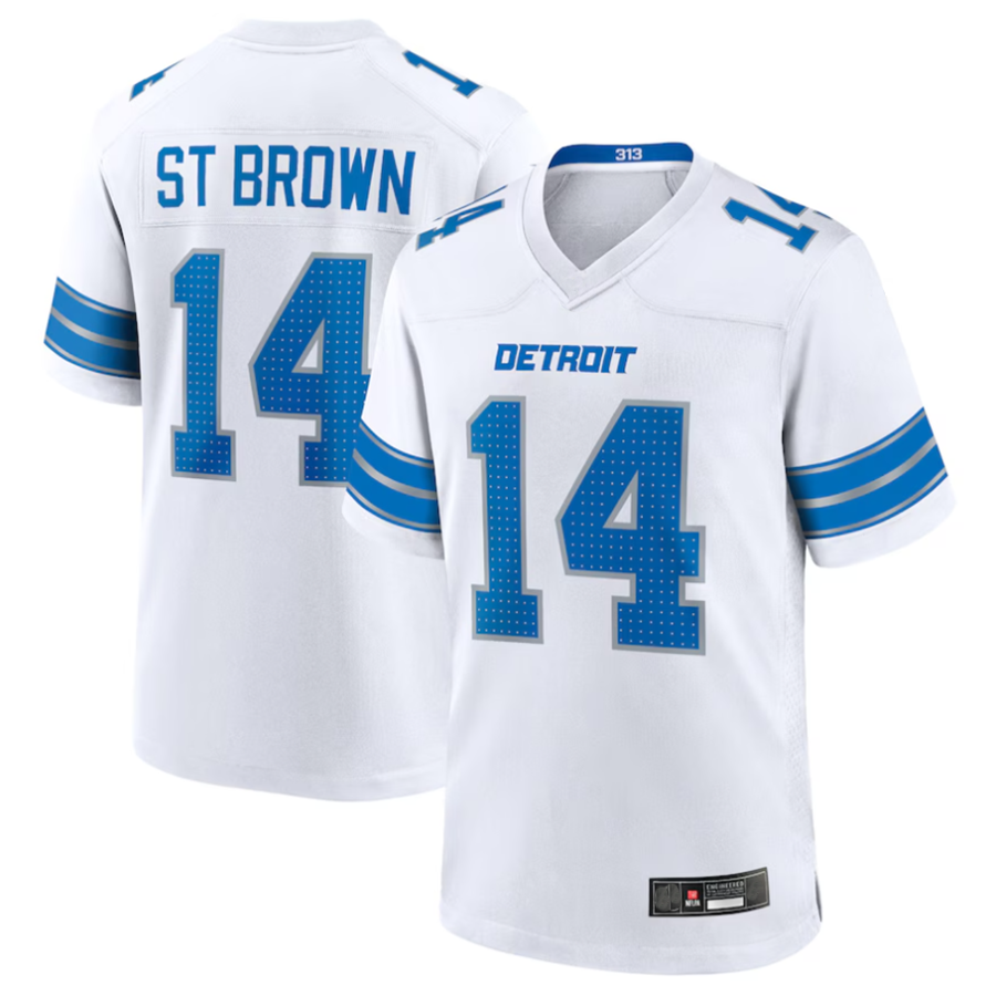 harde D.Lions #14 Amon-Ra St. Brown Player White Game Stitched Jerseys