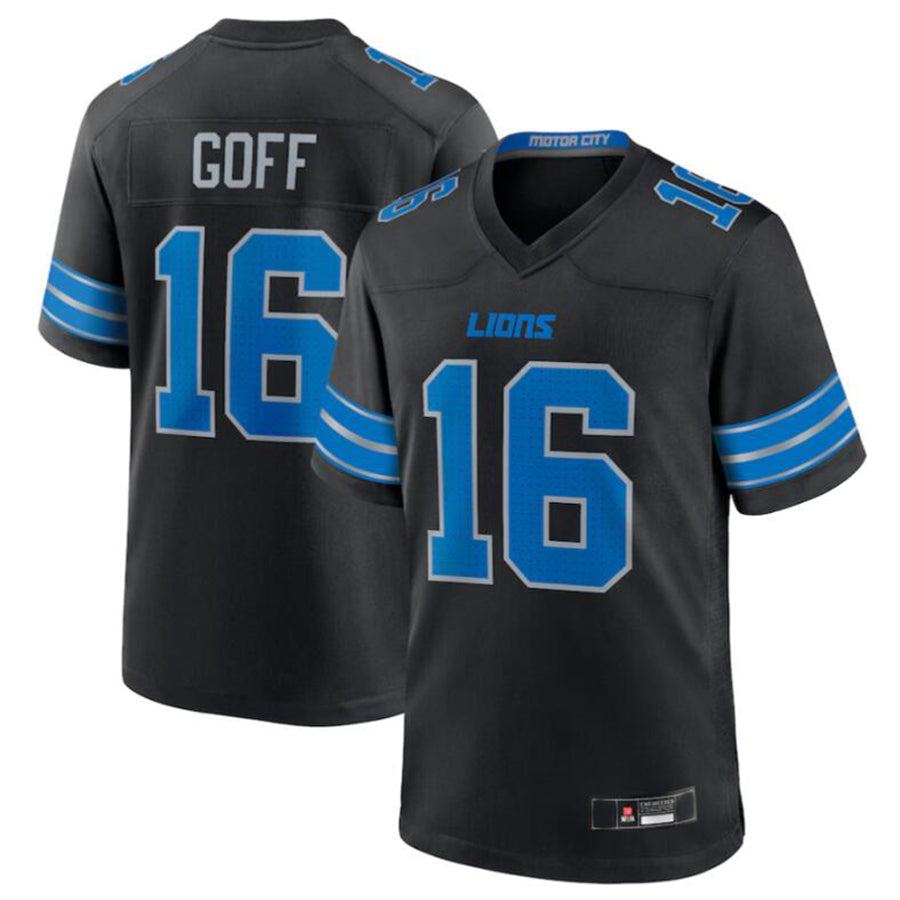harde D.Lions #16 Jared Goff Black 2nd Alternate Game Jersey American Stitched Jerseys