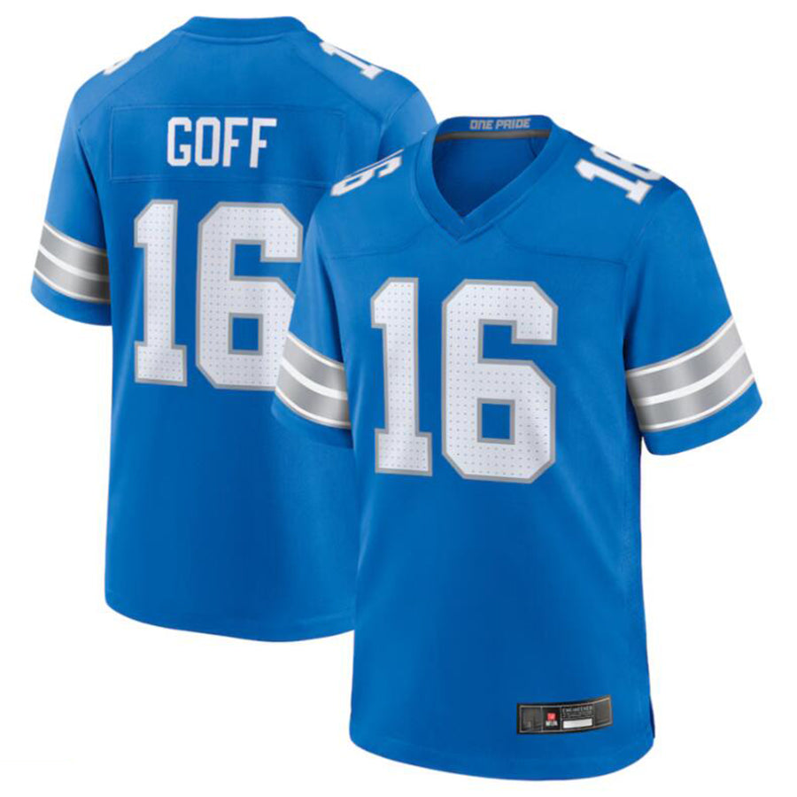 harde D.Lions #16 Jared Goff Blue Game Jersey American Stitched Jerseys