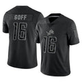 harde D.Lions #16 Jared Goff Player Black REFLECTIVE Limited Stitched Jerseys