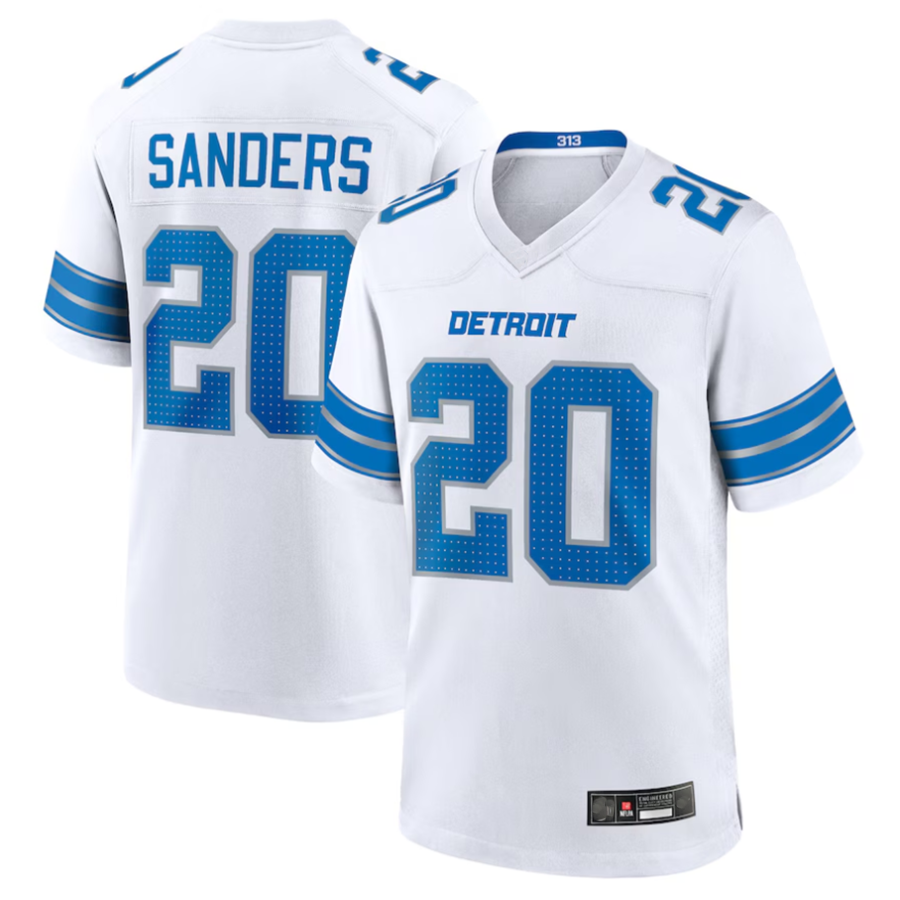 harde D.Lions #20 Barry Sanders Player White Game Stitched Jerseys