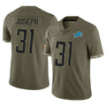 harde D.Lions #31 Kerby Joseph Player Olive Salute To Service Limited Stitched Jerseys