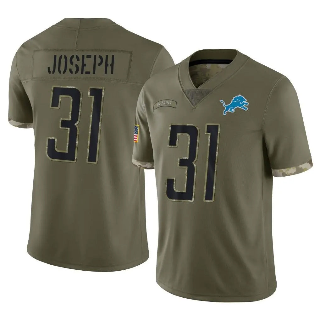 harde D.Lions #31 Kerby Joseph Player Olive Salute To Service Limited Stitched Jerseys