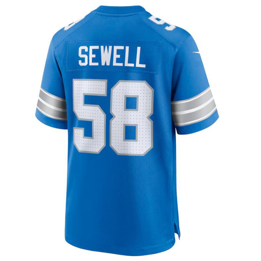 harde D.Lions #58 Penei Sewell Blue Game Jersey American Stitched Jerseys