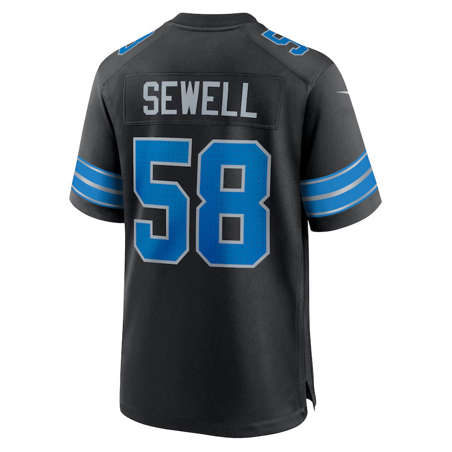harde D.Lions #58 Penei Sewell Player Black Home Game Stitched Jerseys