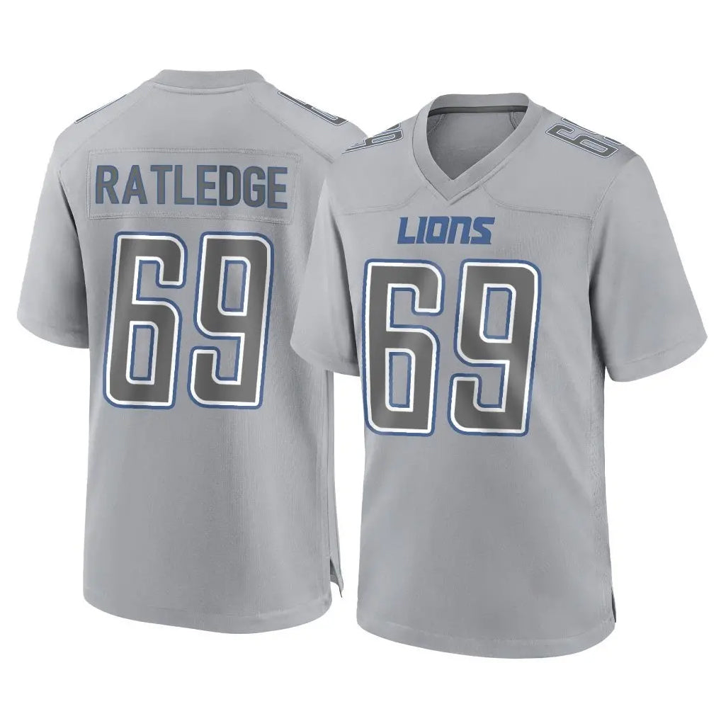harde D.Lions #69 Tate Ratledge Player Gray Atmosphere Fashion Home Game Stitched Jerseys