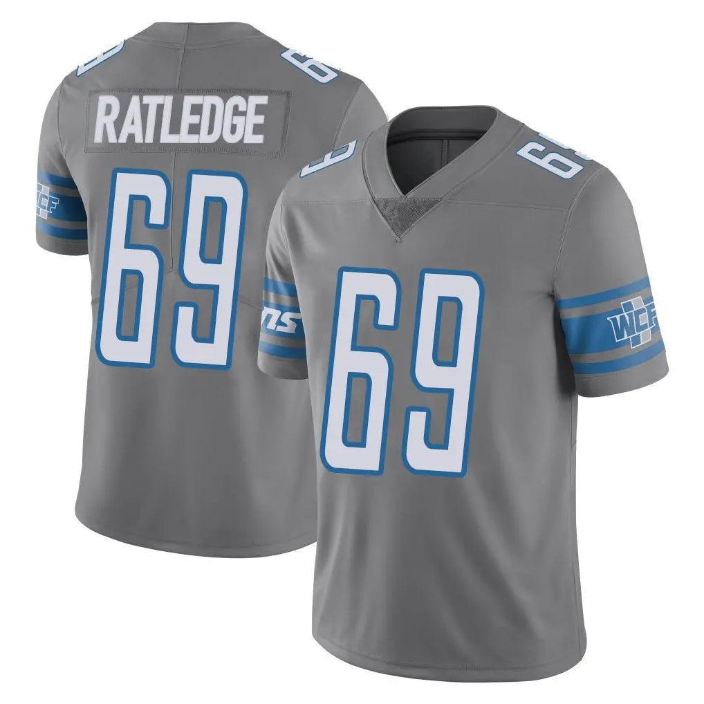 harde D.Lions #69 Tate Ratledge Player Gray Vapor Untouchable Limited Home Game Stitched Jerseys