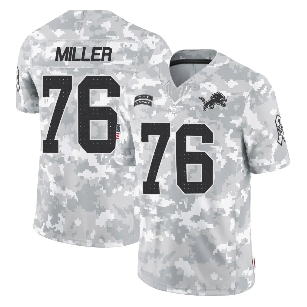 harde D.Lions #76 Blake Miller Player Arctic Camo Salute To Service Limited Stitched Jerseys