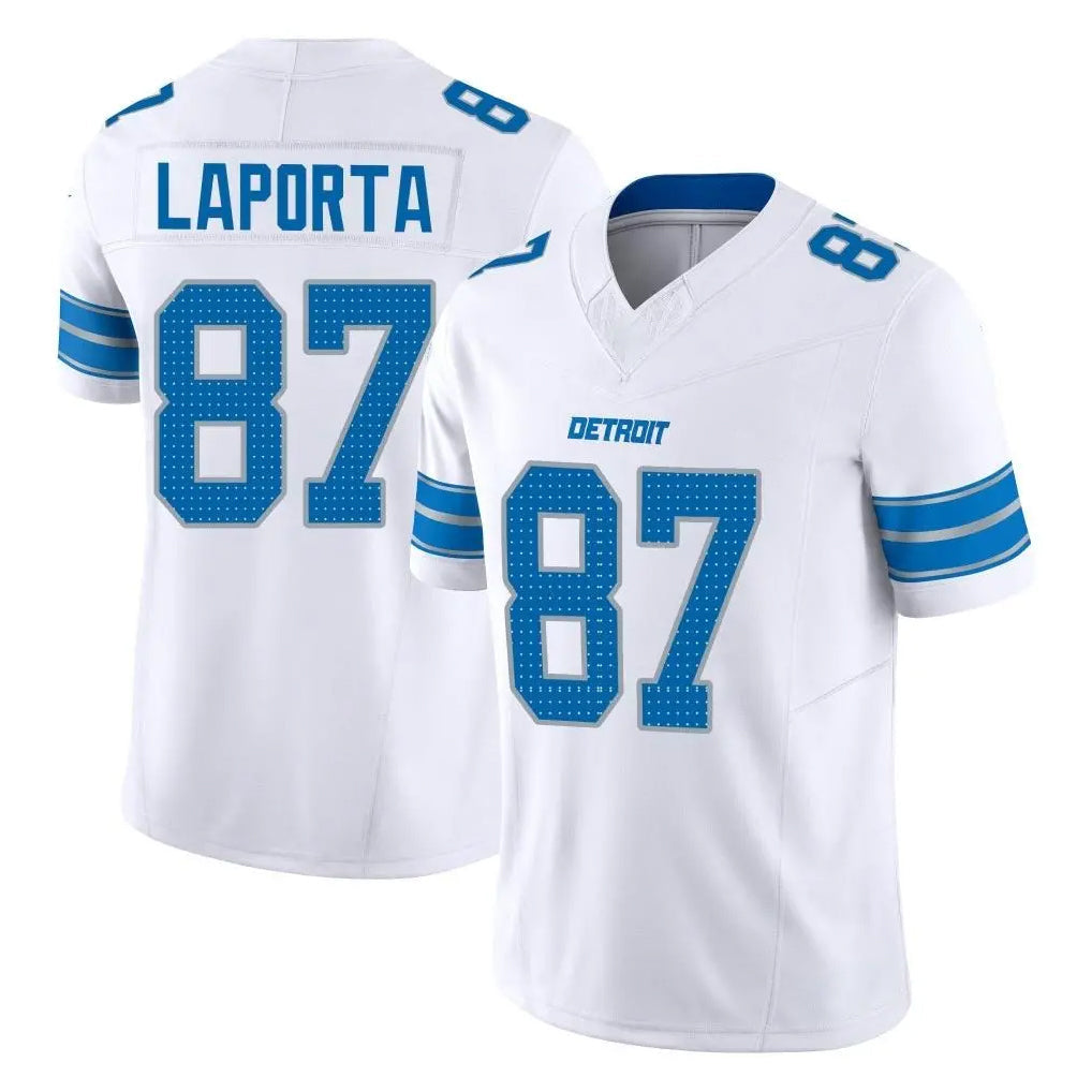 harde D.Lions #87 Sam LaPorta Player White Limited Vapor F.U.S.E. Alternate Home Game Stitched Jerseys