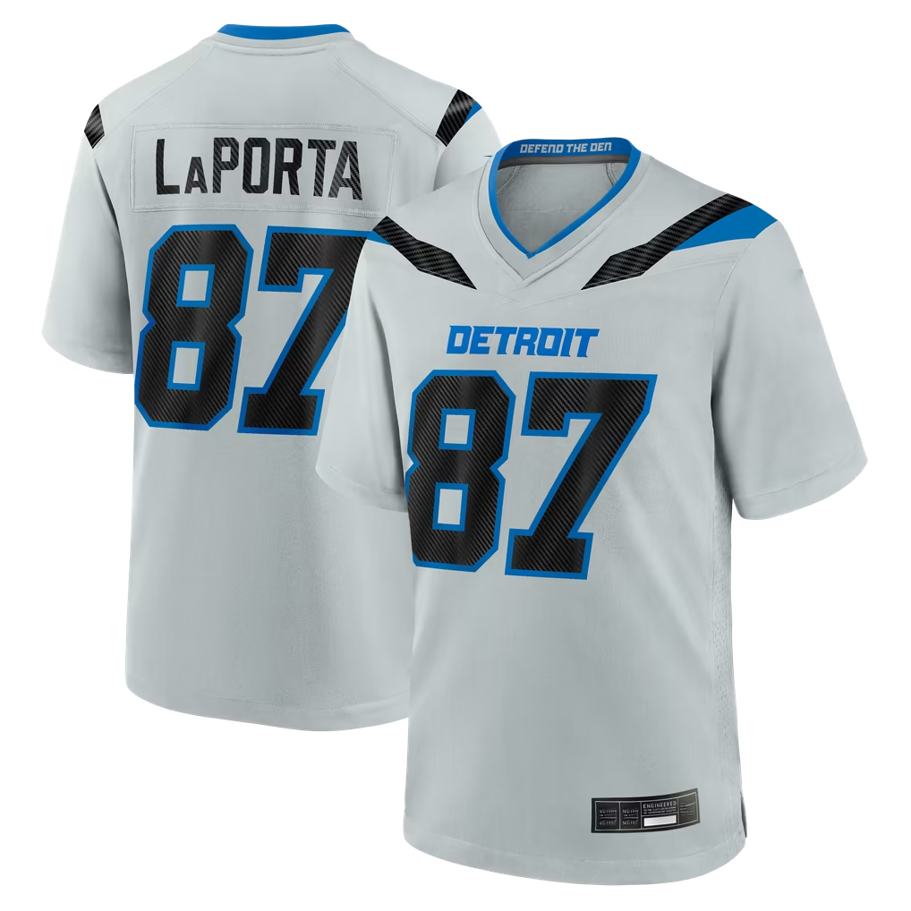 harde D.Lions #87 Sam LaPorta Silver 2026 Rivalries Collection Game Stitched Jerseys