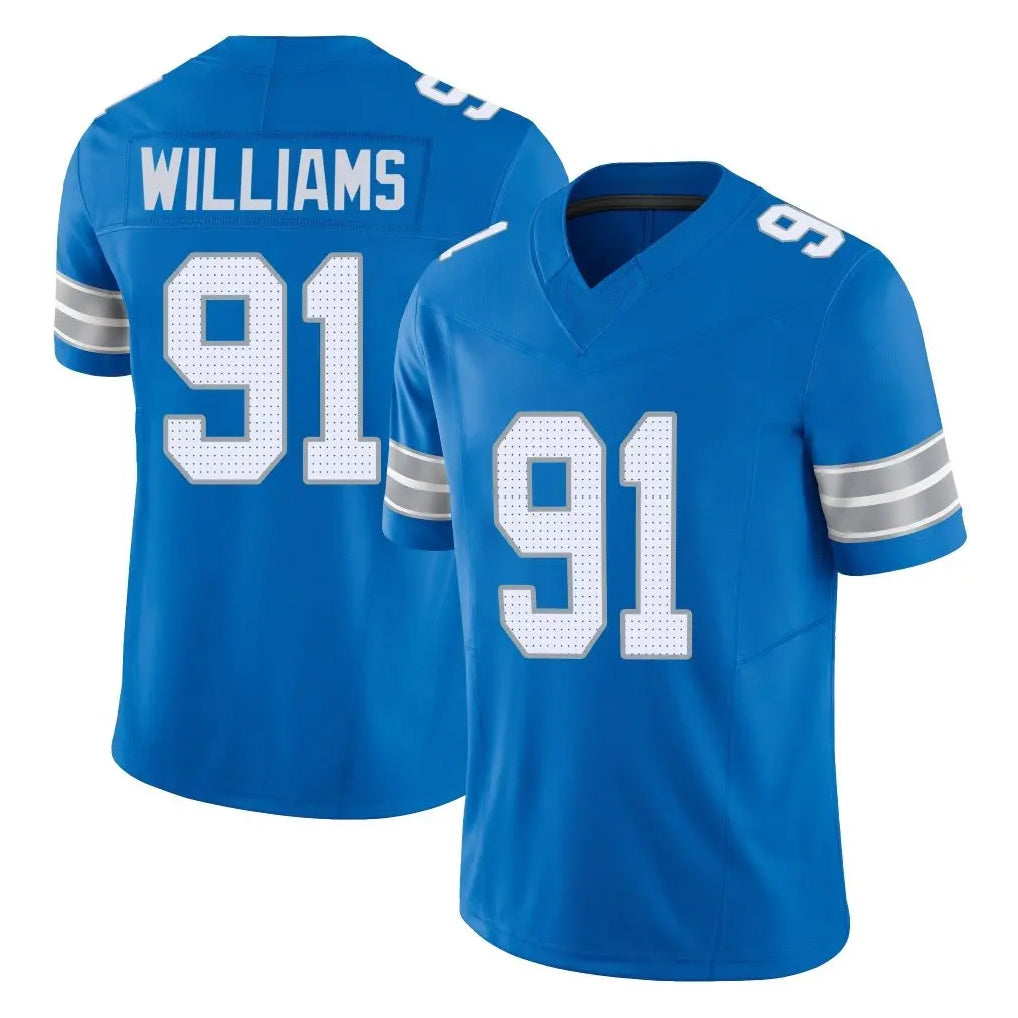harde D.Lions #91 Tyleik Williams Player Blue Limited Vapor F.U.S.E. Alternate Home Game Stitched Jerseys