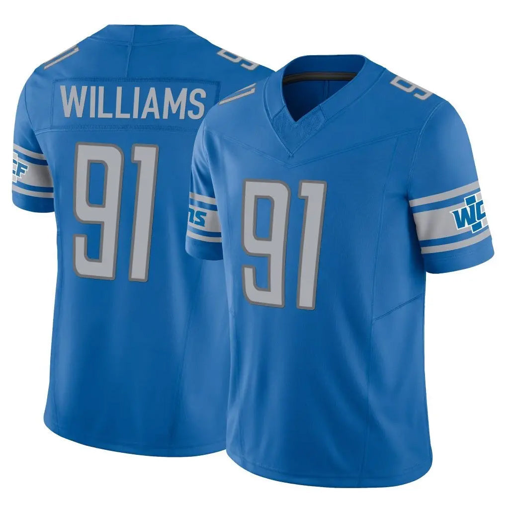 harde D.Lions #91 Tyleik Williams Player Blue Vapor F.U.S.E. Limited Home Game Stitched Jerseys
