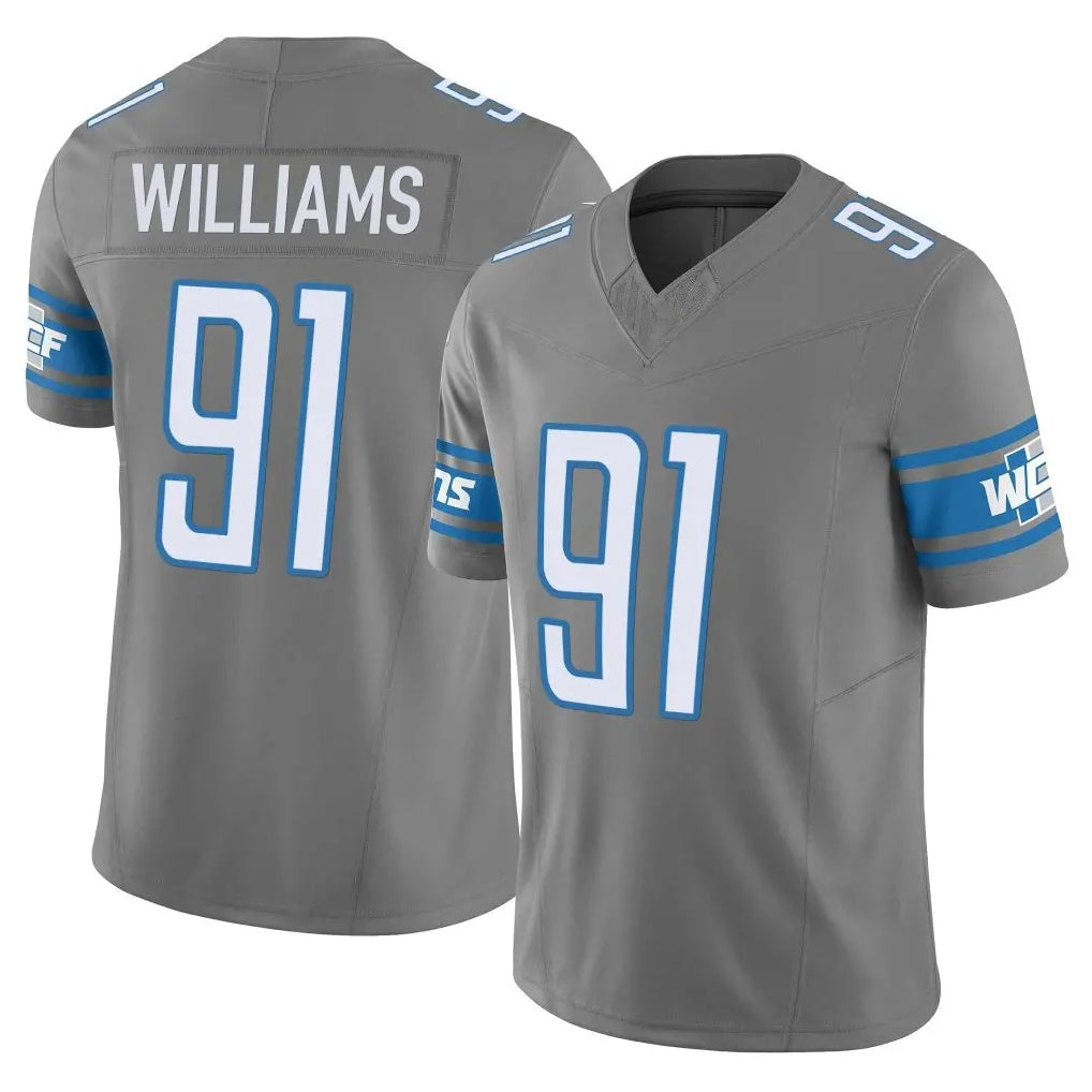 harde D.Lions #91 Tyleik Williams Player Gray Vapor F.U.S.E. Limited Home Game Stitched Jerseys