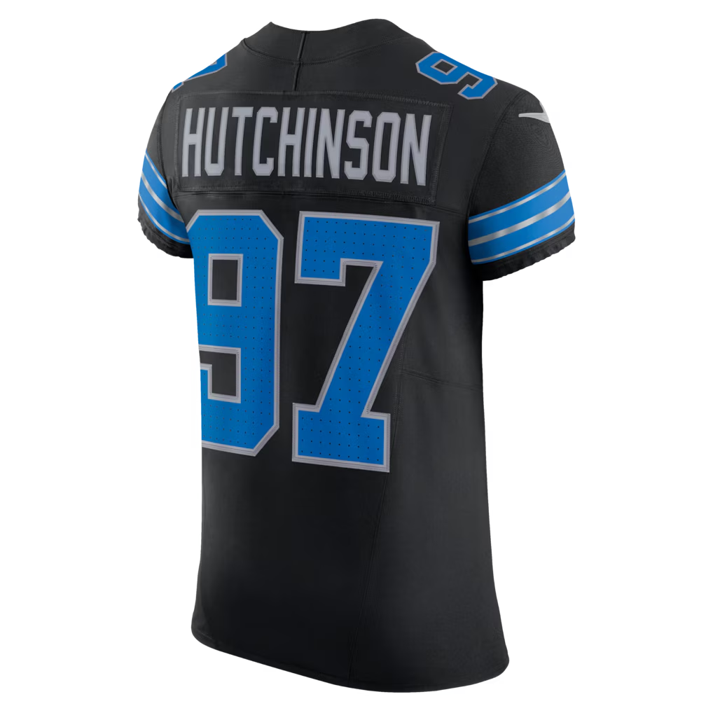 harde D.Lions #97 Aidan Hutchinson Black Alternate Vapor F.U.S.E. Elite Stitched Jerseys