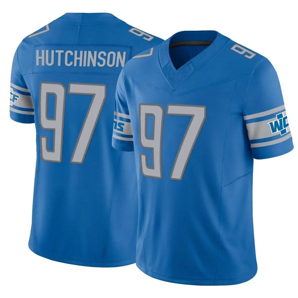 harde D.Lions #97 Aidan Hutchinson Player Blue Vapor F.U.S.E. Limited Home Game Stitched Jerseys