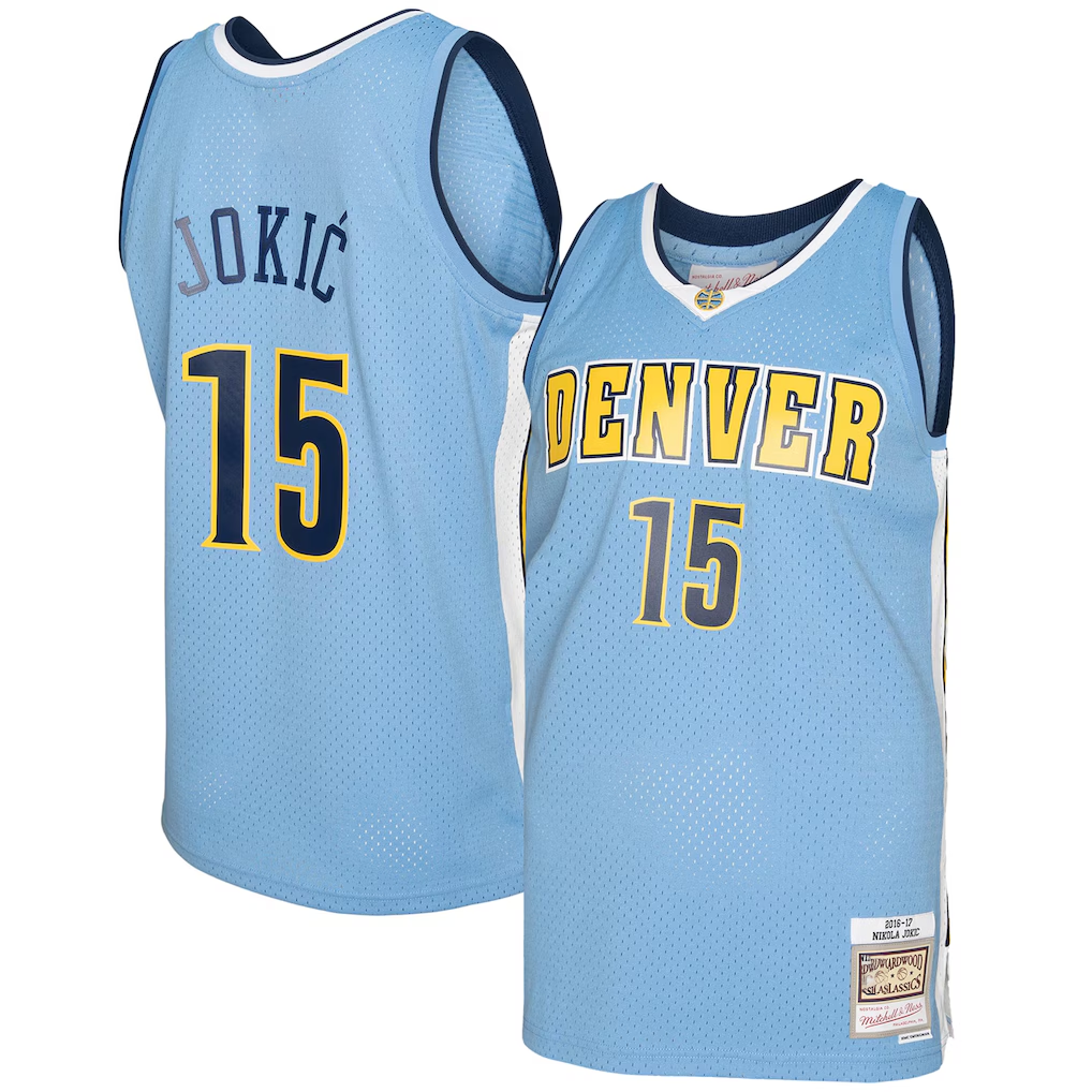 harde D.Nuggets #15 Nikola Jokic Mitchell & Ness Light Blue 2016-17 Swingman Jerseys