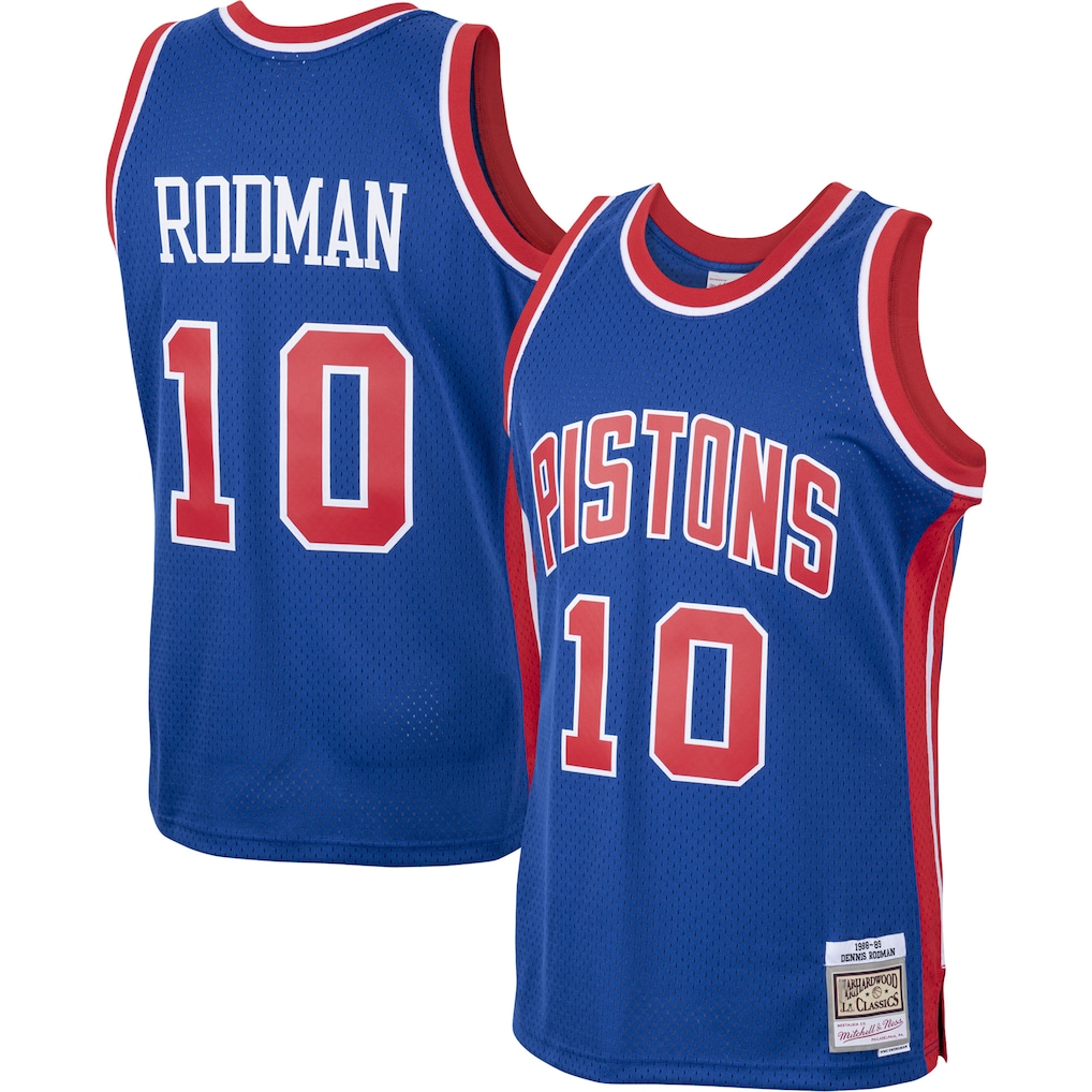 harde D.Pistons #10 Dennis Rodman Mitchell & Ness Royal 198889 Hardwood Classics Swingman Jerseys