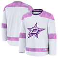 harde D.Stars White 2024 Hockey Fights Cancer Practice Jerseys