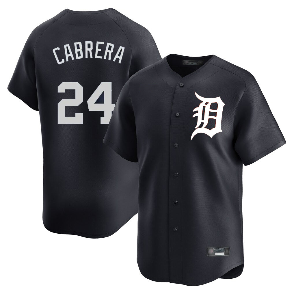 harde D.Tigers #24 Miguel Cabrera Player Navy Home Limited Game Stitched Jerseys