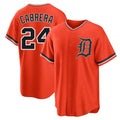 harde D.Tigers #24 Miguel Cabrera Player Orange Home Game Stitched Jerseys