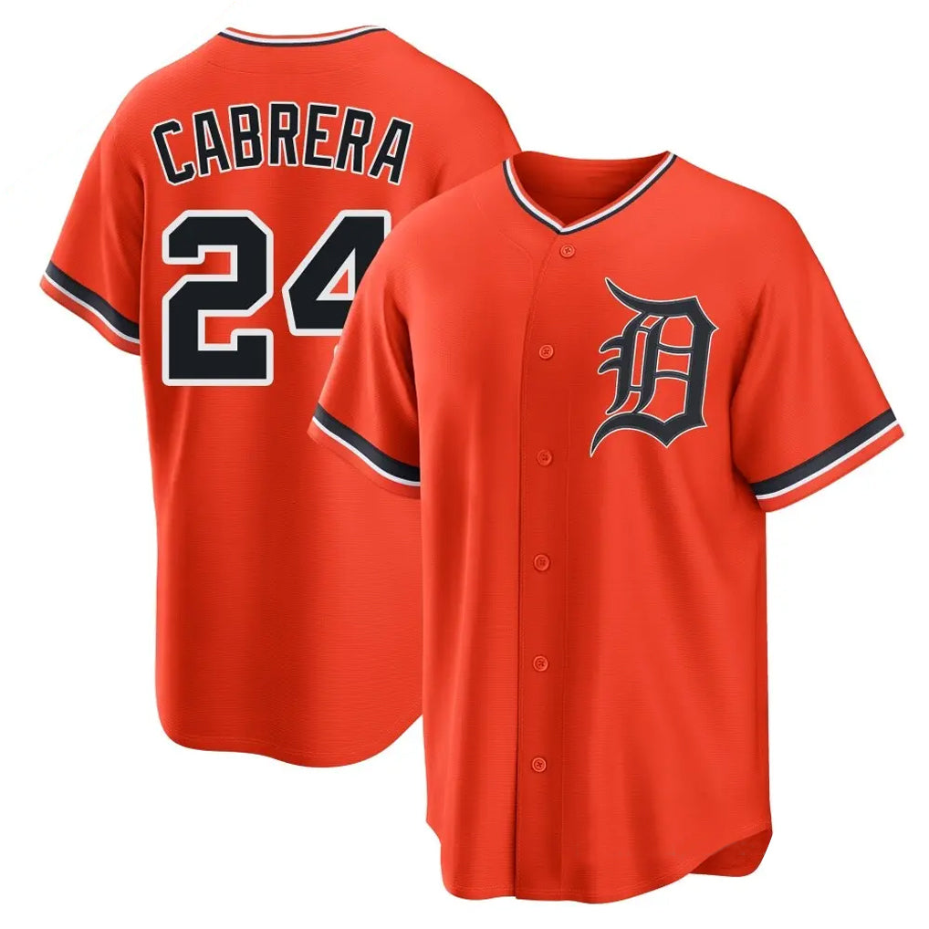 harde D.Tigers #24 Miguel Cabrera Player Orange Home Game Stitched Jerseys