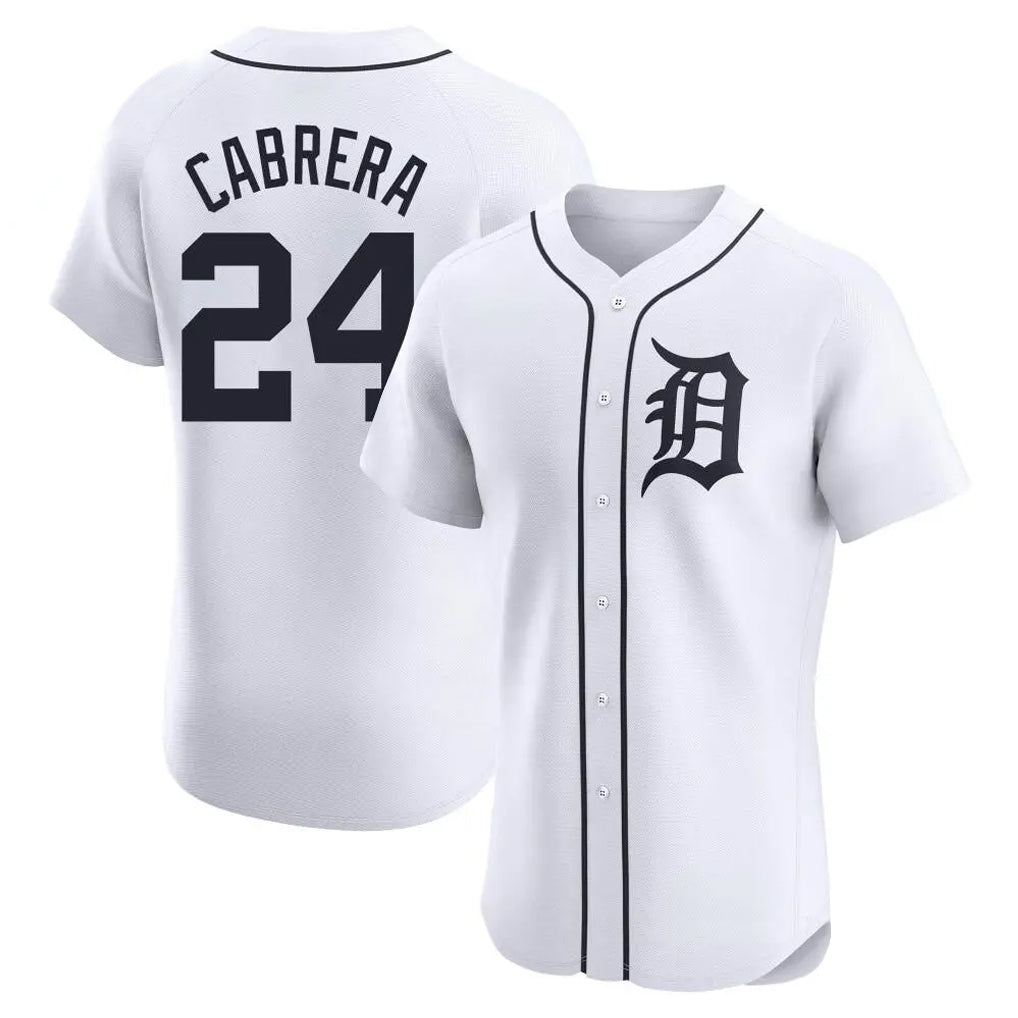 harde D.Tigers #24 Miguel Cabrera Player White Limited Elite Home Stitched Jerseys