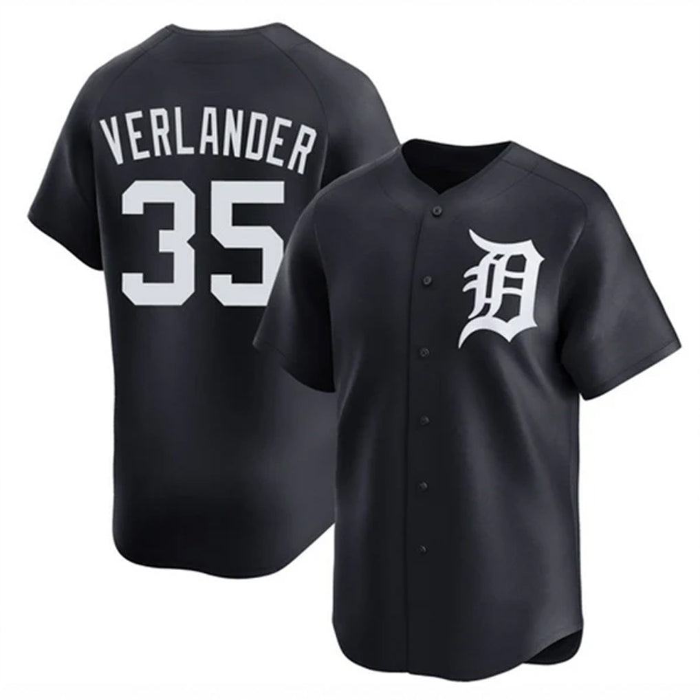 harde D.Tigers #35 Justin Verlander Player Navy Home Limited Game Stitched Jerseys
