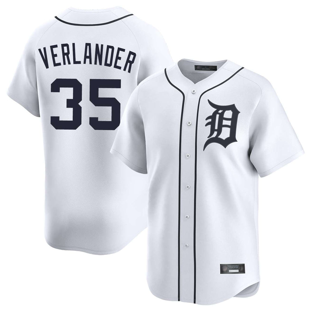 harde D.Tigers #35 Justin Verlander Player White Home Limited Stitched Jerseys