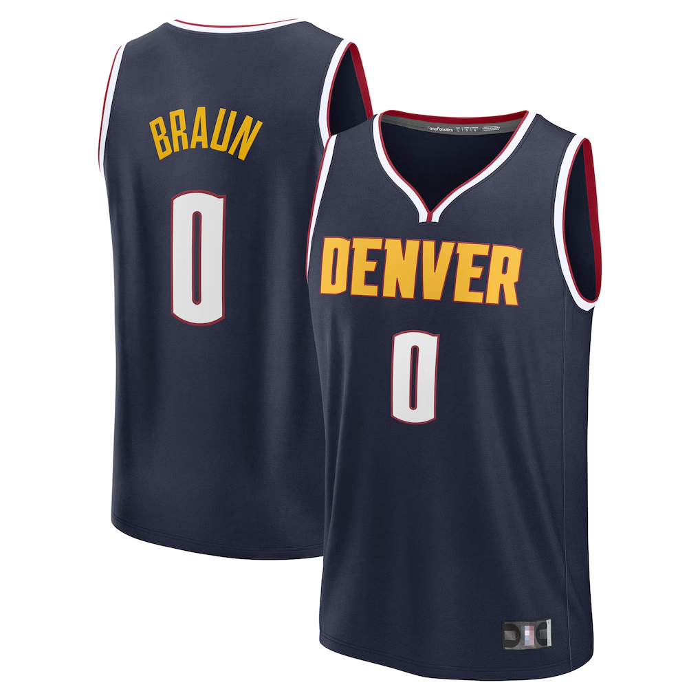 harde D.Nuggets #0 Christian Braun Navy Fast Break Replica Player Jerseys - Icon Edition