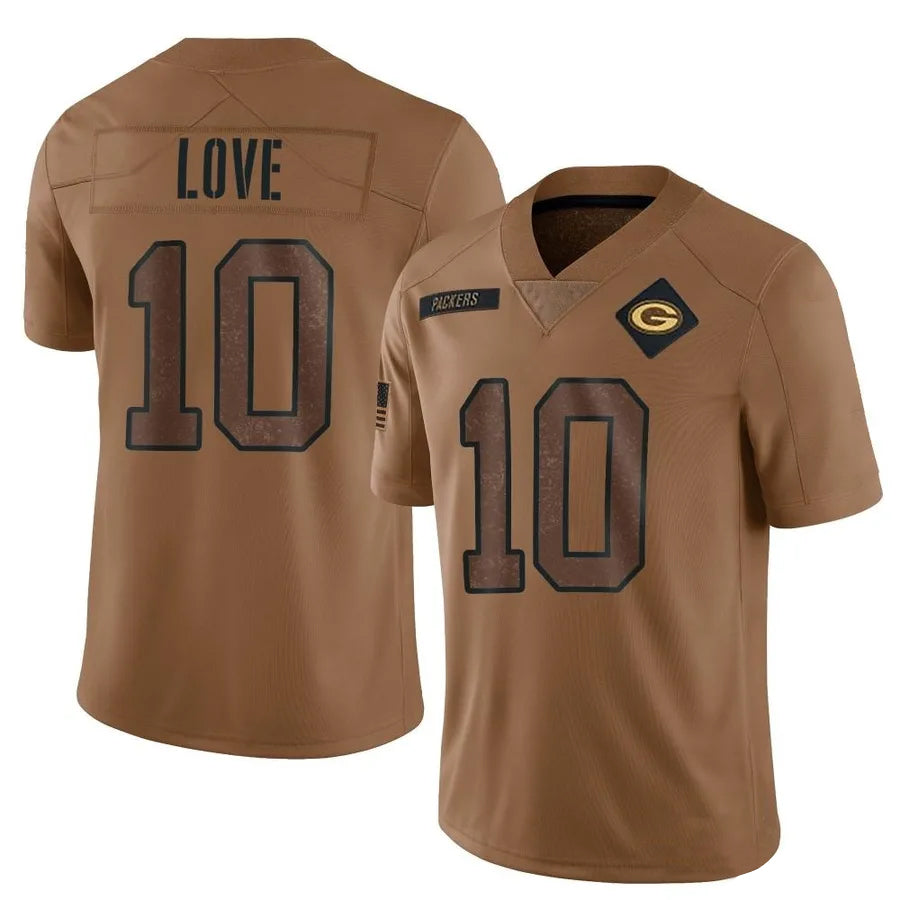 harde GB.Packers #10 Jordan Love Player Brown Salute To Service Limited Stitched Jerseys