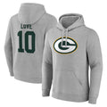 harde GB.Packers #10 Jordan Love Player Gray Pullover Hoodie Game Stitched Jerseys