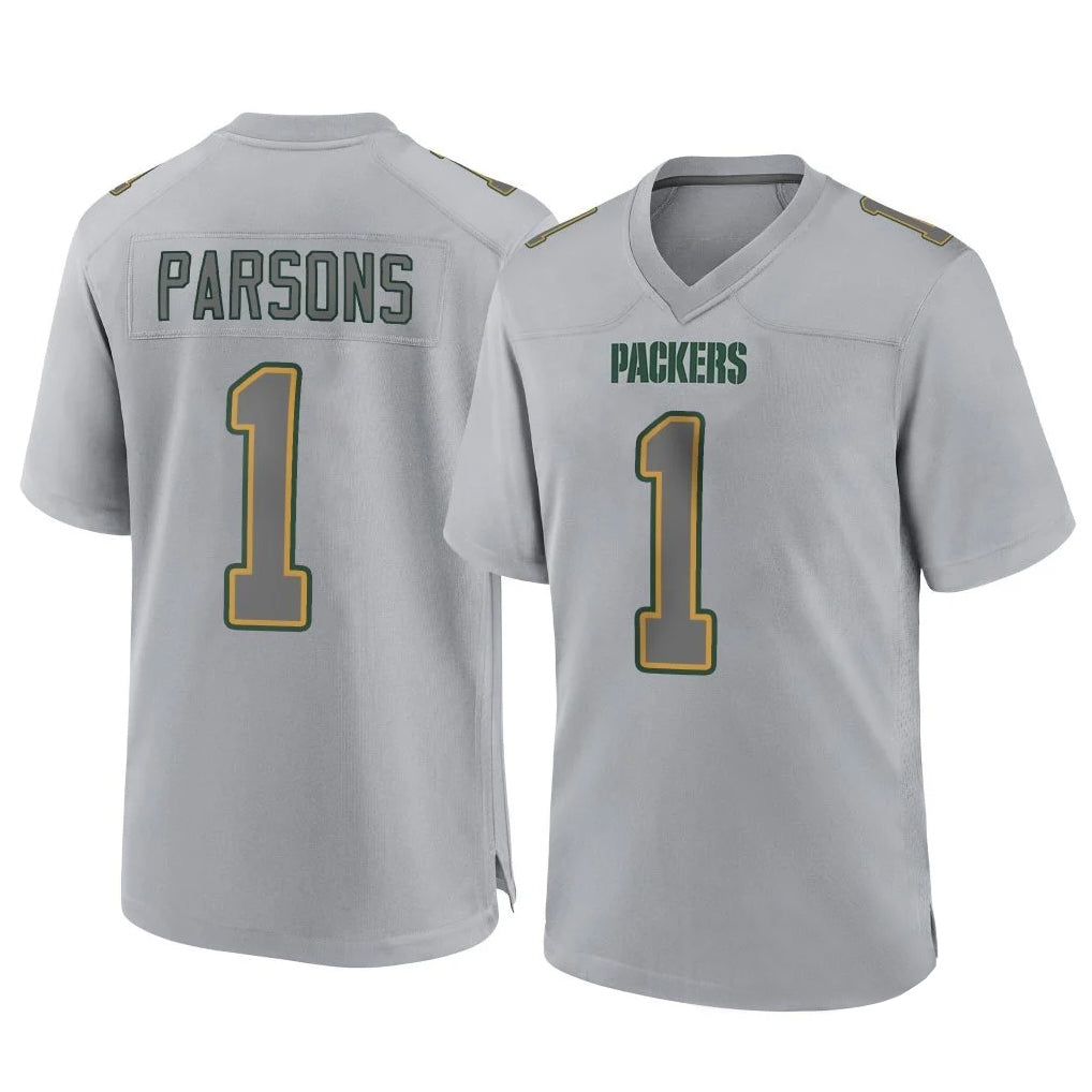 harde GB.Packers #1 Micah Parsons Player Gray Atmosphere Fashion Home Game Stitched Jerseys