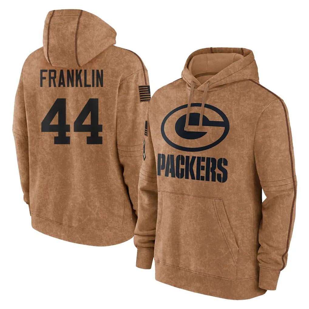 harde GB.Packers #44 Zaire Franklin Player Brown Salute to Service Hoodies Limited Game Stitched Jerseys