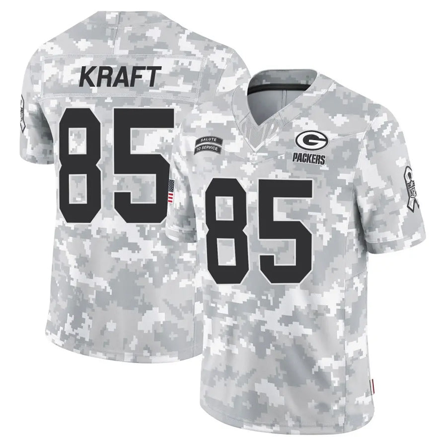 harde GB.Packers #85 Tucker Kraft Player Arctic Camo Salute to Service Stitched Jerseys